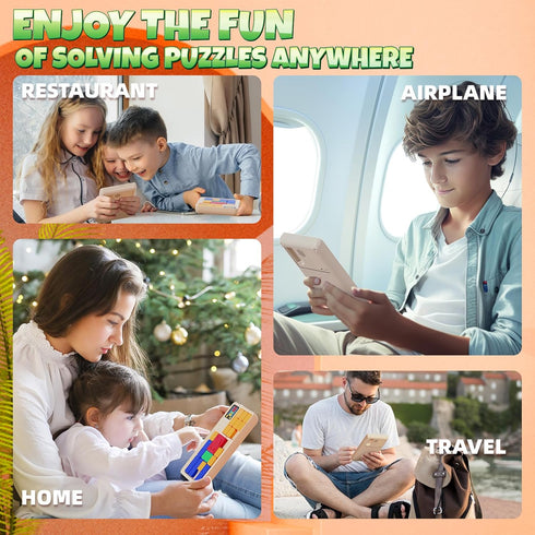 HOMESTEC Super Slide Puzzle, Hand Held Travel Games for Kids, Brain Teaser Toys Road Trip Activities for Boys Girls