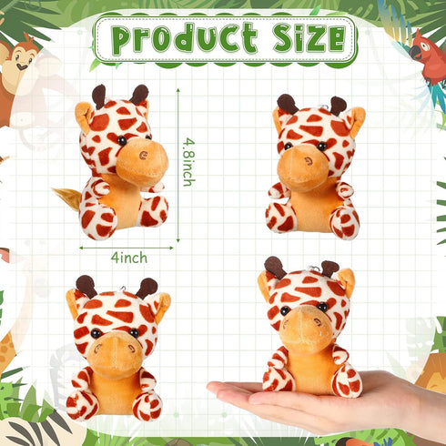 18 4.8 Inch Summer, HyDren Pcs Small Safari Stuffed Animals Bulk Jungle Animal Mini Plush Toy Lion Tiger Elephant