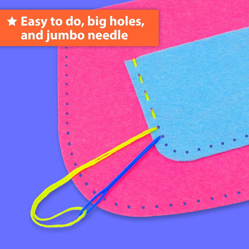 6 KRAFUN My First Sewing Bag Kit Arts & Crafts for Beginner Kids, Easy DIY Sewing mini Bag Holder Case Projects
