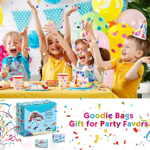 Party Favors for Kids Goodie Bags, 12PCS Mini Building Blocks Ocean Animals, Assorted Sets for Birthday Party Gifts