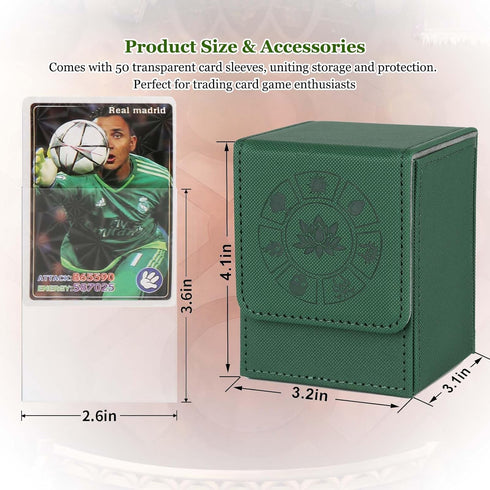 MTG Deck Box with 50 Pcs Card Sleeve, 110+ Card Storage Leather Deck Box for Magic Commander Games