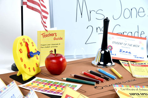 Set 30 Set Dr. STEM Toys - Play Teacher Role-Play Includes Reusable White Board, Bell, Report Cards, for Home