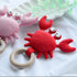Wood Baby Rattle and Crochet Infant Rattle Set, Beech Wooden Teething Ring-Crab