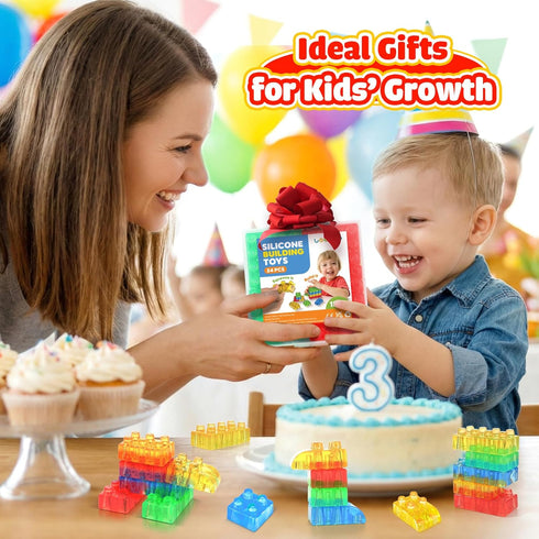 24PCS Playset LESONG Sensory Building Toys for Toddlers: Squeezable Silicone Stacking Toys Early Learning Construction