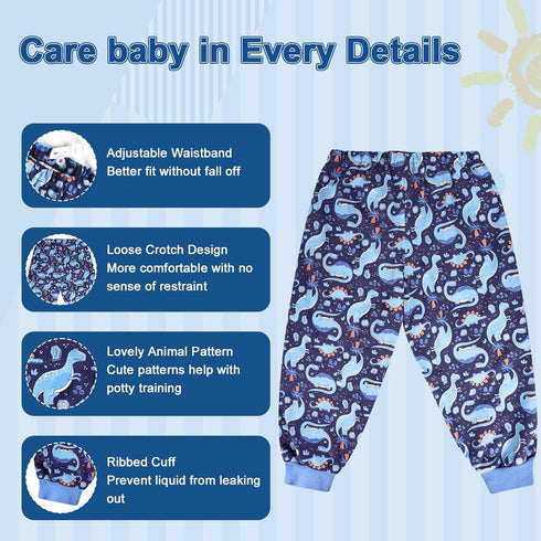 2 Packs MOEMOE BABY Leakproof Diaper Pants for Potty Training Overnight Diaper Short for Toddler Boys and Girls