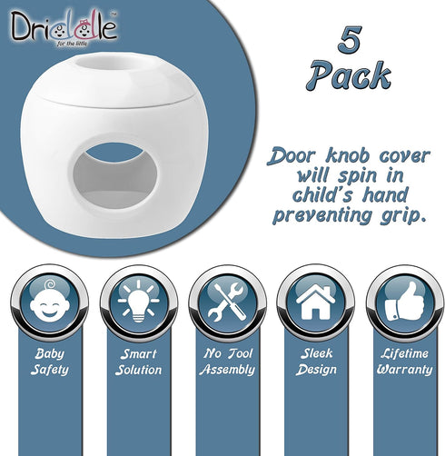 Door Knob Safety Cover for Kids - 5 Pack Baby Proof Door Knob Covers for Child Safety, White