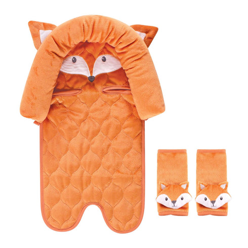 Hudson Baby Unisex Baby Car Seat Insert and Strap Covers, Fox, One