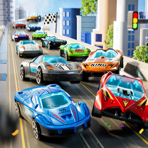 GOGIHCCH 3-in-1 2-4 12 3-5 4-8(Blue) Kids Carrier Truck Toy Car Tracks for Toddlers Years Old with Racing Cars Toys