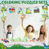 Fullhawl 12 Sets 12 12 Dinosaur Puzzles for Dinosaur Theme Color Your Own Puzzles DIY Dino Jigsaw Crafts with Stackable