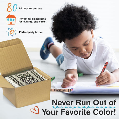 80 Count Lucky Art White Crayons Bulk - Regular Size Single Color Crayon Refill, Non-Toxic Art Supplies for Teachers