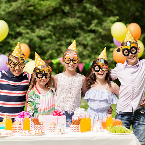 32 Funrous Pcs Construction Theme Party Eyeglasses Dump Truck Cardboard Glasses Engineering Excavator Photo Booth Props