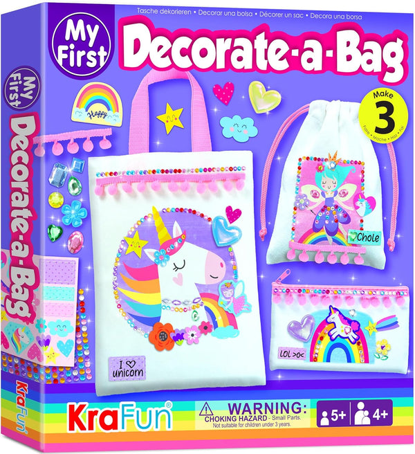 KRAFUN DIY Bag Decorating Kit for Girls - Create 3 Custom Unicorn