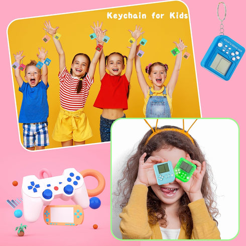 15 Pcs Video Game Keychain, Mini Multicolors Video Game Party Favors for Kids Bag Fillers