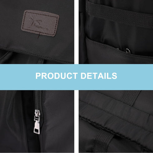 HAMPPLIES Backpack Diaper Bag for Moms with Drawstring Closure, Black Diaper Bag with Wet and Dry Separation, Large