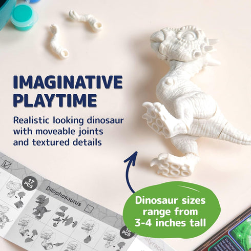Prextex Build & Paint Your Own Dino Kit, 1 Pack - Collectible Dinosaur Toy, Arts & Crafts for Kids Ages 6-8