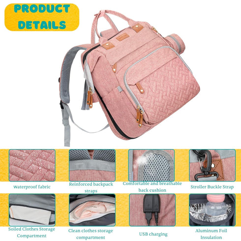 Shengmeister Backpack, Backpack Diaper Bag, Baby Essentials, Multi-functional Large-capacity Diaper Bag Best Gift