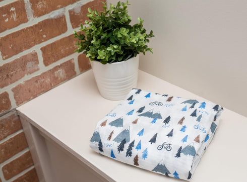 lulujo Baby 100% Cotton Muslin Swaddle Blanket, 47 x 47-Inches, Mountain Top Design