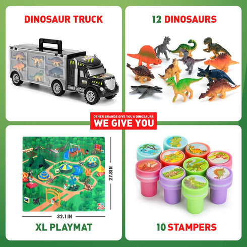 12 37 Set MOBIUS Toys Dinosaur Truck Carrier Large Transport Truck with Realistic Dino Figures for Kids Ages Durable