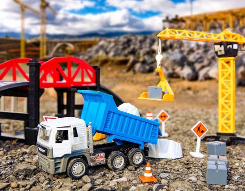 62pc Playset 3 Set (62pc) Driven by Battat Construction for Kids Toy Dump Truck & Accessories Pretend Play Toy Crane