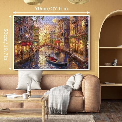 BBOLDIN 1000 Sunset Italy Venice Landscape Puzzles for Adults Pieces, Colorful Europe City Scenic Jigsaw Puzzles, Art