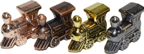 Set 4 Regal Games - Mexican Train Domino Replacement Metal Marker Trains - for Mexican Train Domino Game - Gold, White