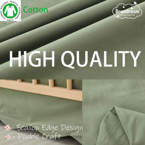 Brandream Scallop Edge Cotton Crib Skirt Toddler Bedskirt Baby Nursery Crib Bed Skirt Boho Bohemian Neutral Solid Color