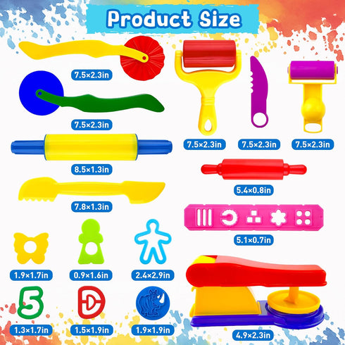Kids,70Pcs iShyan Dough Tools Play for Basic Dough Play Toys Includes Roller, Rolling Pins,Letter Number Shape