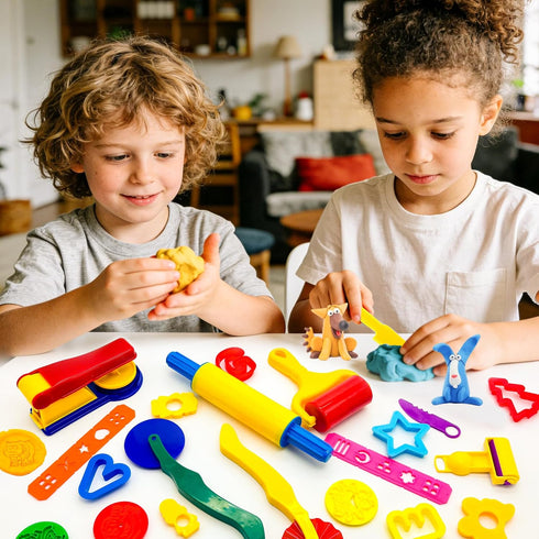 Kids,70Pcs iShyan Dough Tools Play for Basic Dough Play Toys Includes Roller, Rolling Pins,Letter Number Shape