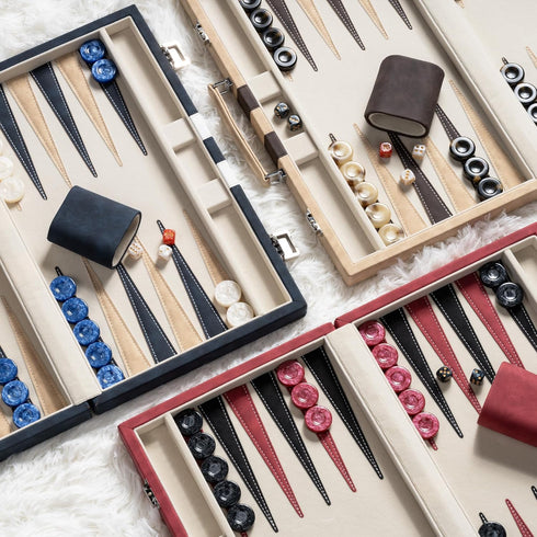 Lingle 15inch Backgammon Sets Backgammon Set for Adults, Classic Board Game with Folding Leather Case, Faux Leather