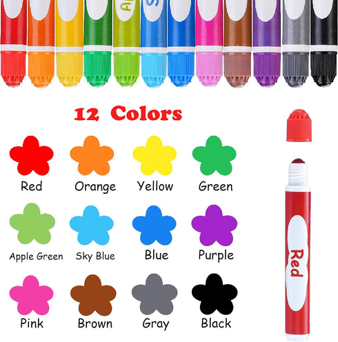 60 Pack 12 WOSWEL Dot Markers Colors Washable Paint Daubers for Toddlers Kids Preschool Non Toxic Water Based