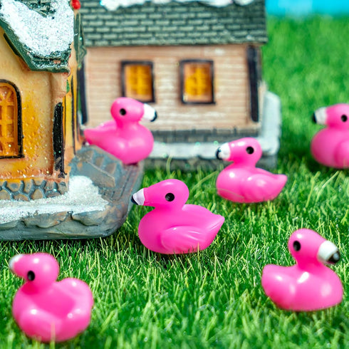 HFAYDZSW 300Pcs Mini Resin Flamingo Ducks, Cute Figurines for Cake Topper, Garden, Dollhouse, Landscape, Aquarium