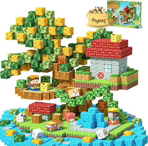 Magnetic Blocks, Forest Animals Magnet World Set, Magnetic Building Cubes for Boys