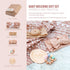 Set 5-Piece Baby Girl Gift - Baby Girl Shower Gifts with Muslin Swaddle Blanket, Wooden Teether, Headbands & Hello