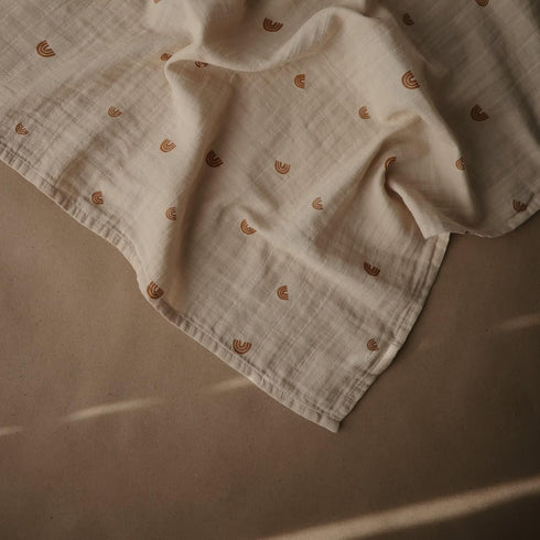 100% 23.5" 23.5" 3-Pack mushie Muslin Baby Cloths | Organic Cotton | x (Rainbows)