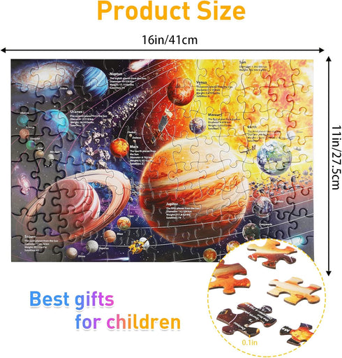 100 Piece Solar System Space Kids Jigsaw Puzzles for Ages 4-10 - Educational Science Toys