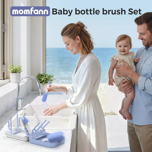 Set,8 1 Baby Bottle Brush in Magnetic Design Cleaner Bottle Brush Kit with Silicone Brush,Drying Rack for Baby Bottle