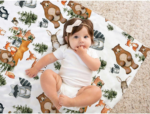 Woodland Baby Blankets - Soft Nursery Minky Blankets with Double Layer Dotted Backing for Unisex Boys Girls, 30"x40"