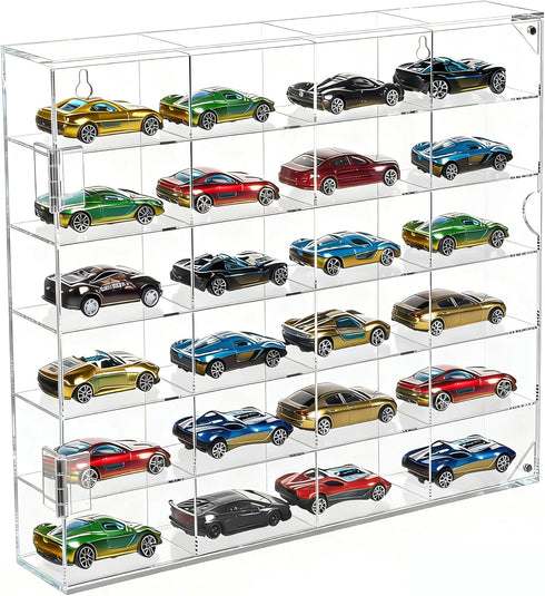 JUESHA Acrylic Display Case for Hot Wheels Storage 1/64 Scale, 6 Levels 24