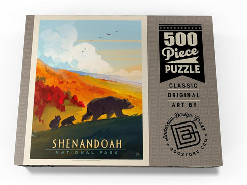 MyPuzzle Shenandoah National Park: Mama Bear & Cubs Vintage Poster - Premium 500 Piece Jigsaw Puzzle