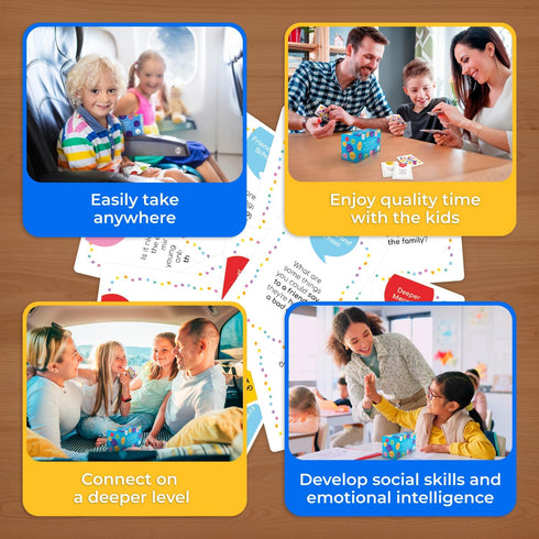 700 Kids Conversation Cards, Fun Starter Cards for Family Night, Dinner, Play Games, Color-Coded Across 6 Topics