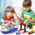 2-in-1 Playset, CUTE STONE Toy Boat & Tower Crane Cargo Ship with Lights/Sounds | Push-Go Transport Ship & Construction