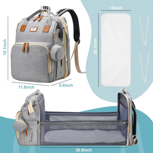 Backpack, JSTPRO Diaper Bag Large Waterproof Lightweight Diaper Bag with Changing Station, Insulated Pockets, USB Port