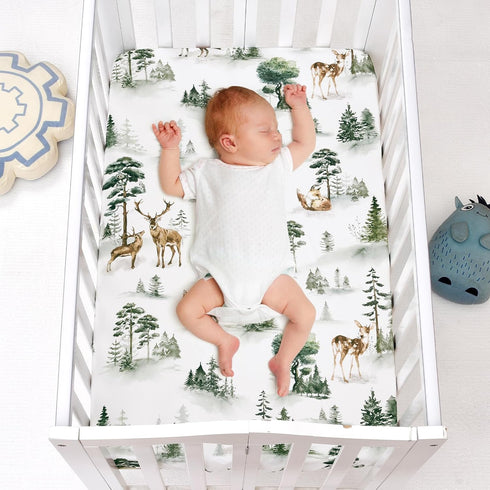 3 Pack Pack Pack PHF Soft Mini Crib Sheets, Woodland Silky N Play Sheets for Baby Boys Girls Neutral, Universal Fit
