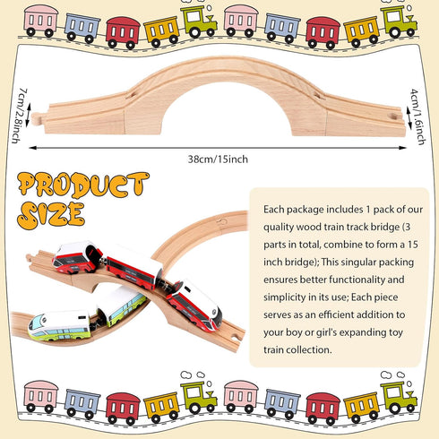 Set Kigley Wooden Train Track Expansion - Classic Bridge Accessory in Natural Wood Finish