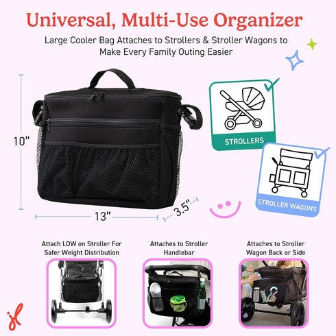 J.L. Childress Cool 'N Cargo Stroller and Wagon Cooler and Organizer - Universal Fit - Insulated - Attaches