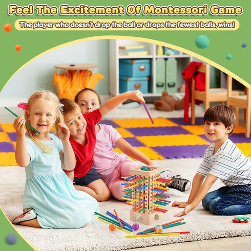 Centtechi 42 3 4 5 6 Counting Montessori Game Wooden Board Game, Colorful Wooden Sticks Dice Game Math Educational Toys