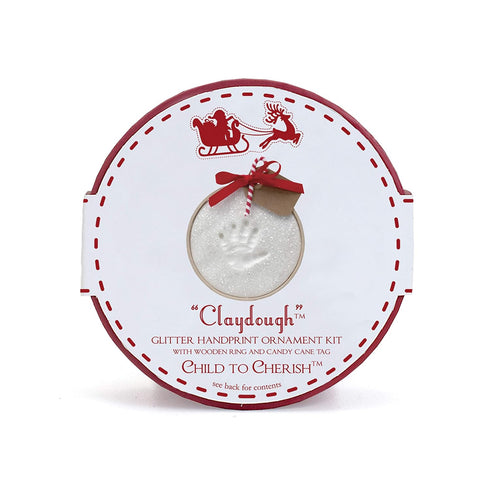 Child to Cherish First Christmas Ornament Kit with Wooden Ring, Glitter Baby Handprint
