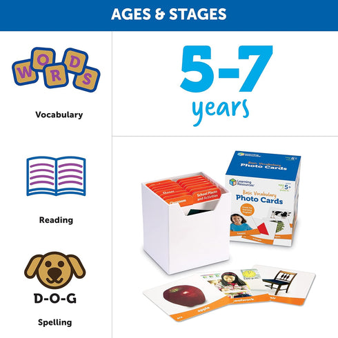 Learning Resources Basic Vocabulary Photo Cards, 156 Cards, Educational Games for Kids, Ages 5+