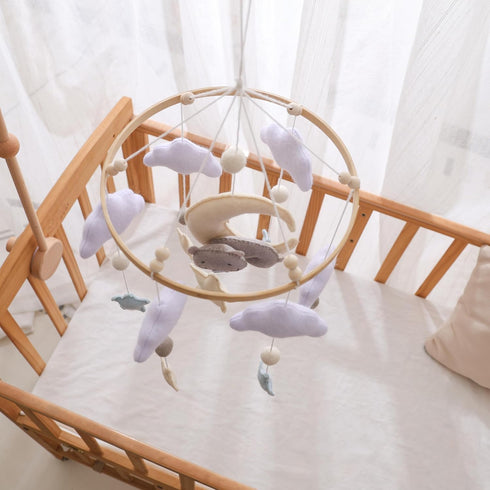 GOODMOM Felt Bear & Moon Crib Mobile Visual Stimulation & Motor Skill Development Toy for Infants, Gentle Rotation