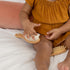 Set Natural Baby Brush - Wooden Brushes and Comb With Boho Travel Bag for Girl or Boy - Soft Goat Hair Brush for Cradle